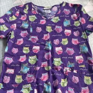 Owl Design Scrubs- Purple and Pink